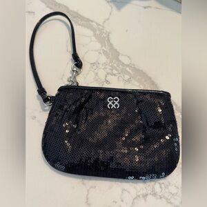Coach Y2K Black Sequin Wristlet with Silver Accent